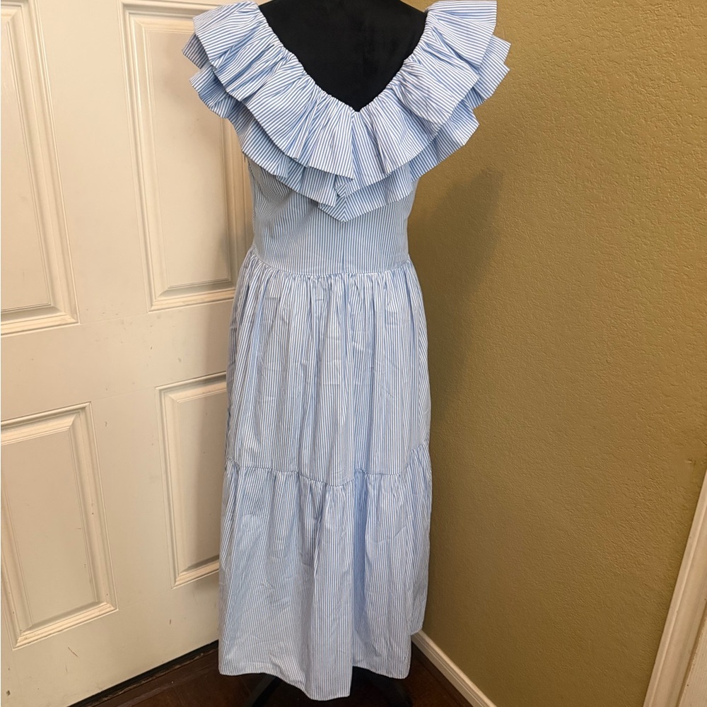 English Factory Light Blue Striped Midi Dress - Picture 2 of 8